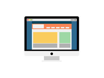 A graphic of a computer with a web browser